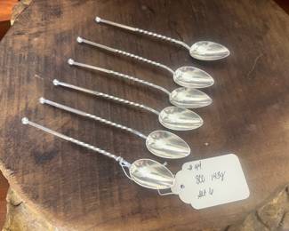 Item 44 800 silver 143g $237.00 set 6 beverage spoons with twisted handles