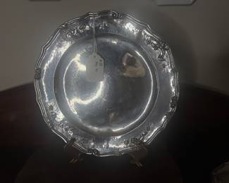 item 33 800 silver 938g $1557.00 131/2" scalloped tray with hand chased design