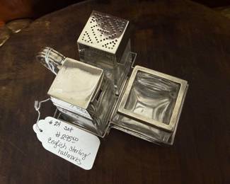 Item 24 Sterling 925 English hallmarks $295 3 piece set with custom sterling silver holder