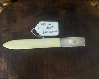 Item 19 800 silver handle $100 9" letter opener ER monogram