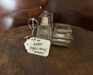 Item 24 Sterling 925 English hallmarks $295 3 piece set with custom sterling silver holder