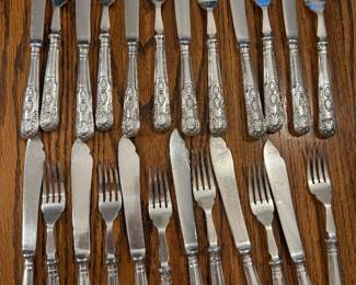 Item 43 Silver Plate Mappin and Webb 12 place settings (24 pc)  Fish Set $300.00