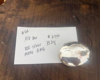 Item 62 800 silver 35.2g $58.00 Pill box