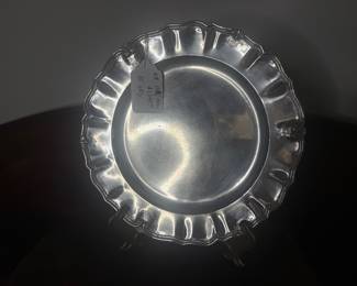 Item 13 800 Silver 630 g $1,045.00 11.5"scalloped edge tray with engraved shell design