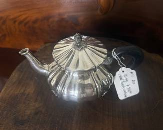 Item 11 800 silver 481.4g $700 Teapot with wooden handle ( price adjusted to account for handle )