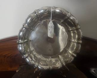 Item 69 800 silver 428g $710.00 12" scalloped shallow bowl a few small indent