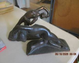 Art Deco cast iron book ends