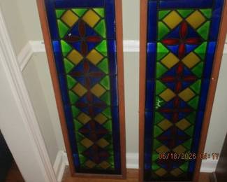 Pair of stained glass panels