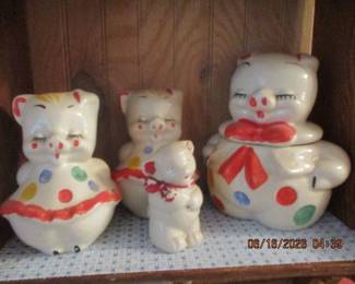 Shawnee Sugar Bowl with matching salt and pepper shakers