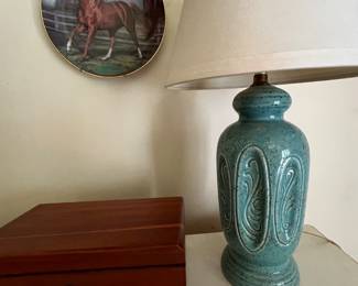 Mid-century modern lamp, wood box