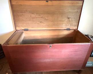 Inside view of antique trunk