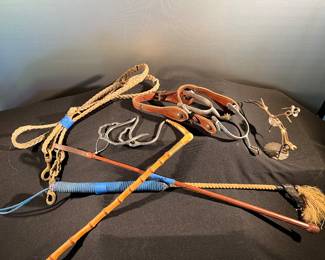 Spurs, crops, rope, nuts and bolts figurine