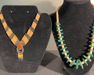 Coral and turquoise necklaces 