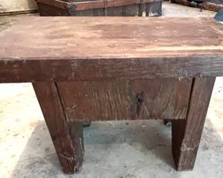 Handmade heavy wooden stool bench