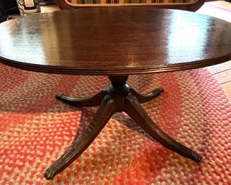 Antique oval pedestal coffee table
