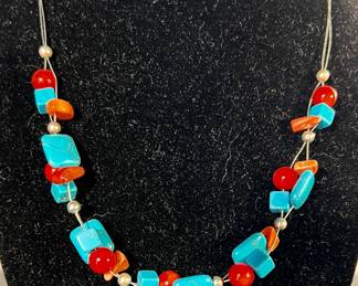 Turquoise and coral necklace 