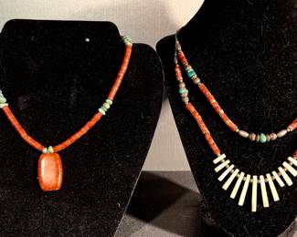 Coral and turquoise necklaces 
