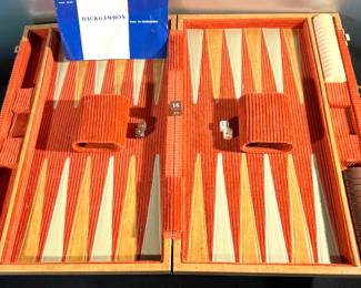 Vintage corduroy Backgammon travel set