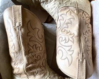 White ostrich boots