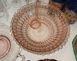 Pink depression glass