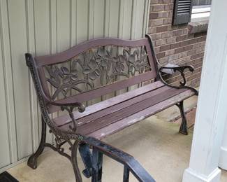 Iron and wood bench