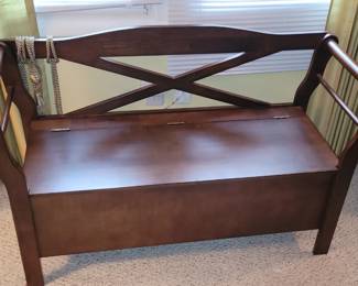 Wooden bench with storage