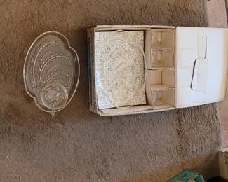 vintage mid-century Federal Glass Company "Homestead" (also known as "Hospitality") Snack Set.