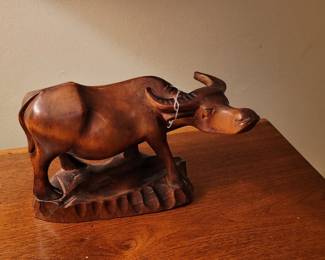 Ox wood carving