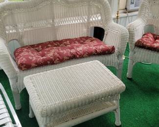 Wicker couch and coffee table