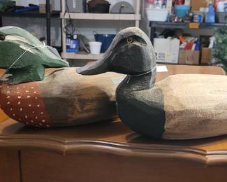 Guy Leslie hand carved ducks signed by artist