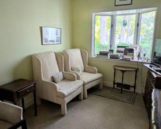 Set of Chairs, Half Circle Table, Books