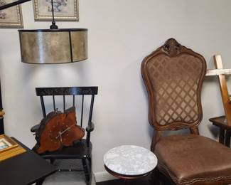 Vintage Italian Leather Chairs (4) & Misc