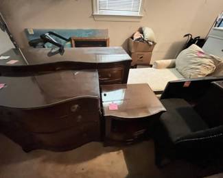 some of the furniture for sale (dressers, side tables, chaise sofa)