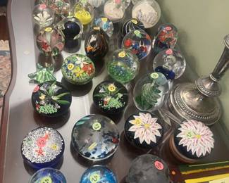 collection of glass paperweights
