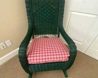 Green wicker rocking chair