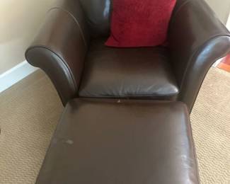 Leather chair & ottoman