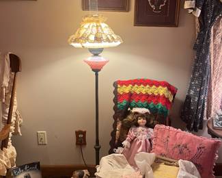 Sweet floor lamp with country skirt shade.