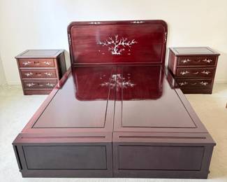 20 DarkCherryPlatformQueenSizeBedSetwExtraStorage