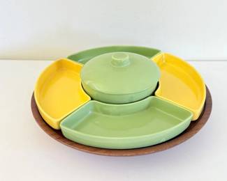 38 VintageCeramicChipDipLazySusanServingTray