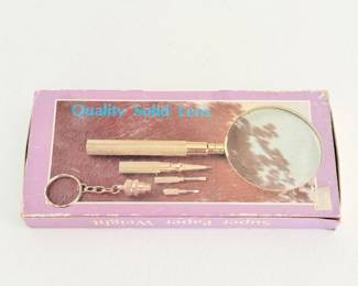 67 VintageBrassMagnifyingGlassToolKit