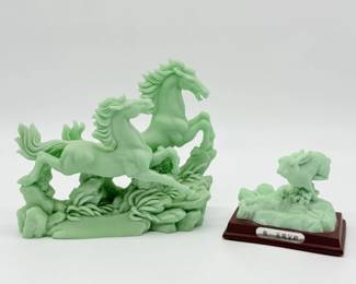 119 GreenFengShuiHorseStatueZodiacRabbit