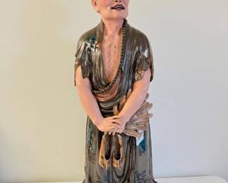 1 VintageTallBuddhistMonkJiGongCeramicSculpturewWoodenBase