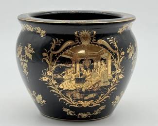 35 LimogesBlackPorcelainPotPlanter