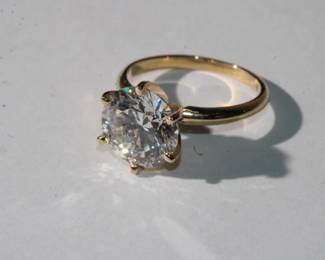14k Gold 4.30 carat Diamond Ring, round brilliant, measurements 10.54 - 10.60 x 6.36mm, SI 1 clarity, cut grade Ideal, w/ appraisal