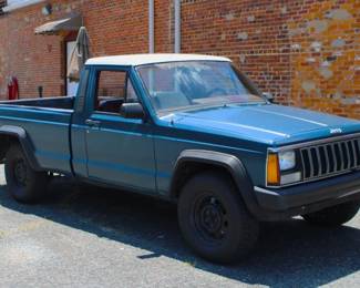 1986 Comanche 2 wheel drive long bed Truck, Four cylinder, four speed, 238000 plus miles. New water pump, brakes, tires, starter motor, windshield wiper arms, interior refreshed. New paint. Windshield cracked. Needs a new driver’s door lock, turn signals sorted out, heater fan motor sorted out (switch is intermittent), and a fuel gauge sending unit.. includes two large totes of extra parts and a cab string harness as well as a 3 inch lift kit.