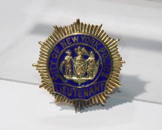 14Kt. Gold City of New York Police Badge Lieutenant , presentd to John S. Leonard from Friends of Traffic "O" appointed Feb. 27, 1919 Retired Jan 23 1946 Total weight 22.6 grams