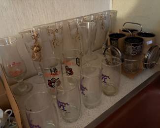 Old tiger and superbowl glassware