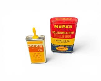 167 VintageMoparPolishingClothTinSingerAllPurposeOilCan