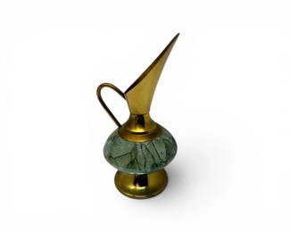 114 HandworkDelftHollandCrackleGlassBrassBudVase