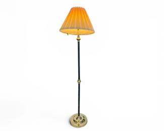 164 VintageAdjustableFloorLampwPleatedShadeFauxMarbleColumn